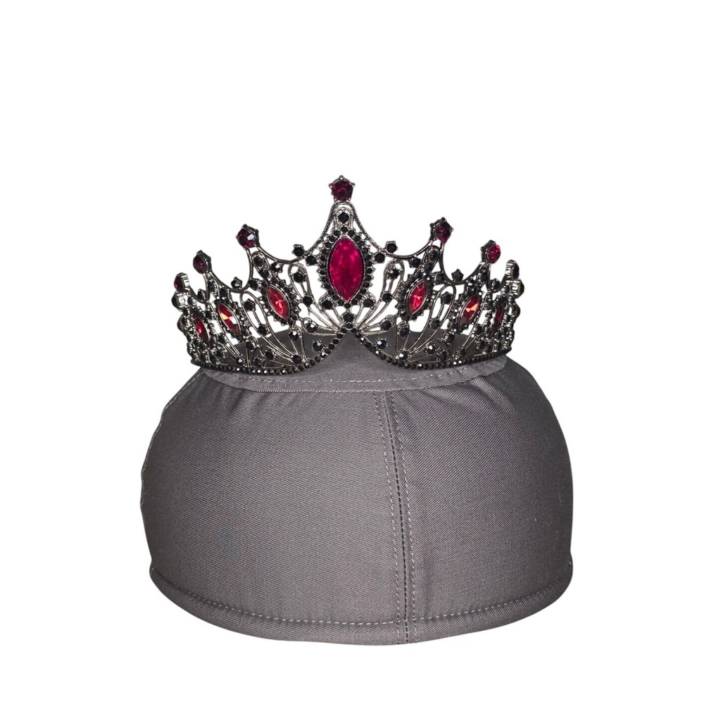 Black Red Rhinestone Crown Tiara Gothic Queen Cosplay Halloween Headpiece